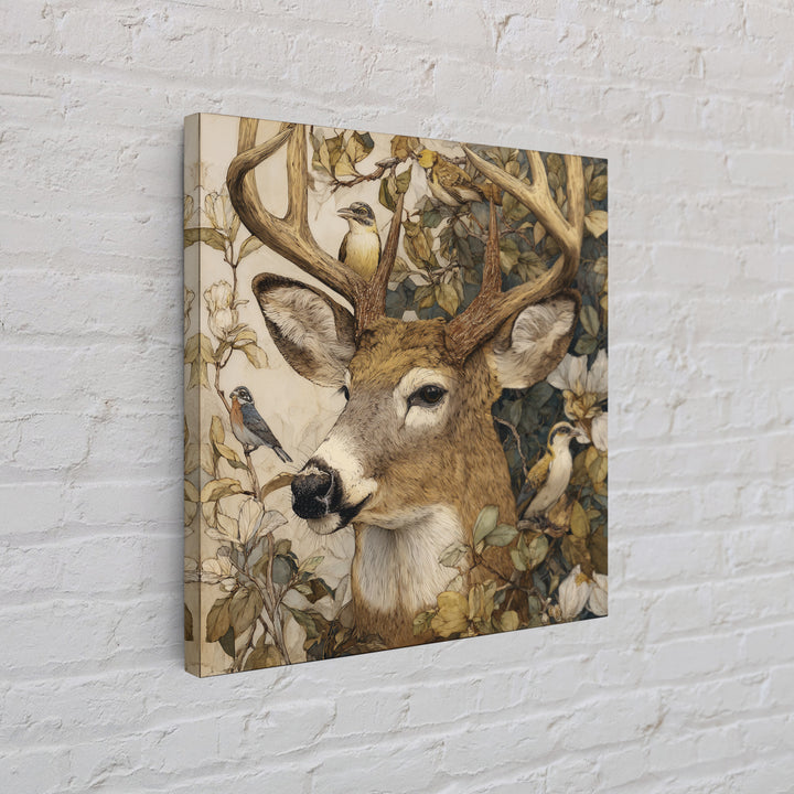 Deer with Antlers Full of Birds Canvas Print, Whimsical Art, Printable Art, Living Room Decor, Watercolor Art, Wonder, WHI-1x1-19
