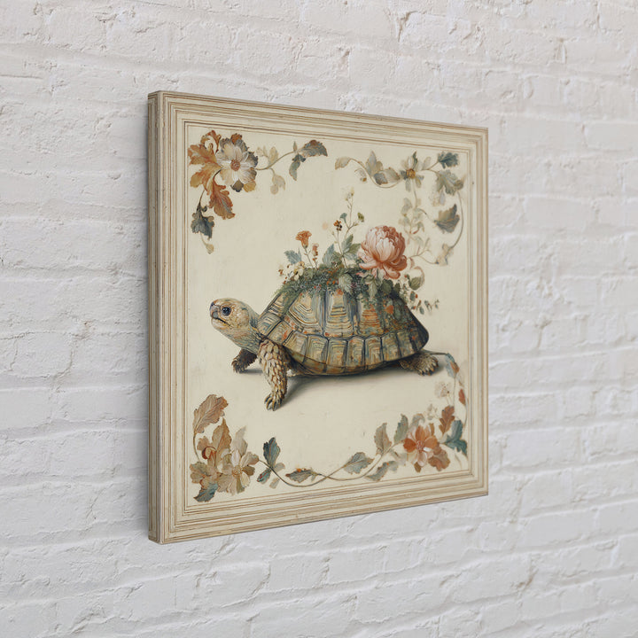 Turtle with Garden Growing on Shell Canvas Print, Whimsical Art, Dopamine Decor, Living Room Decor, Fine Art, Wonder, WHI-1x1-22