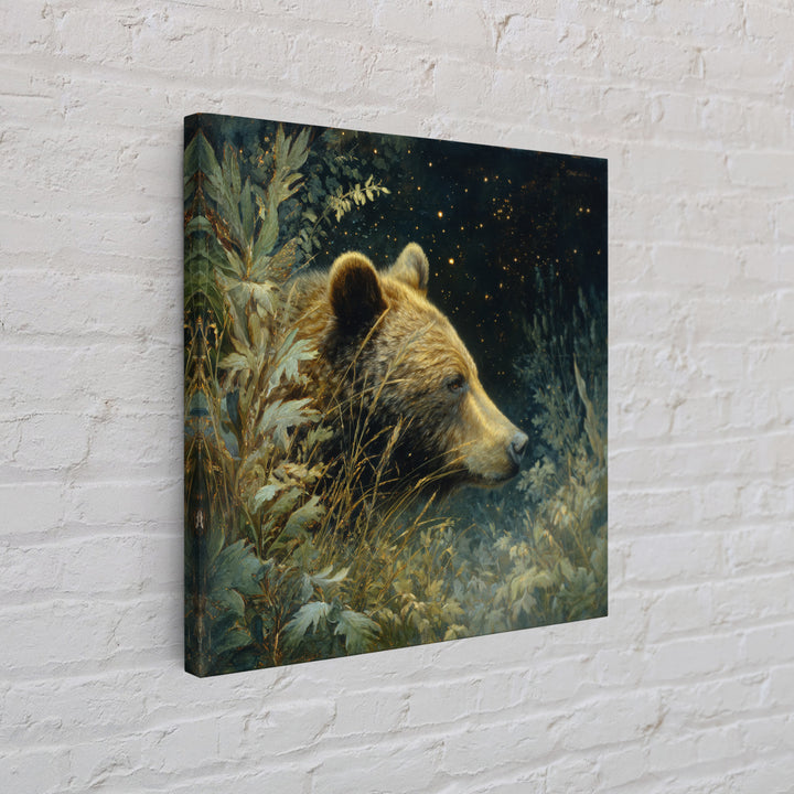 Bear Painting Stars Onto the Night Sky Framed Canvas Print, Whimsical Art, Living Room Decor, Abstract Art, Wonder, WHI-1x1-33