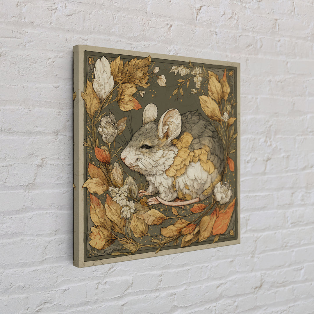 Mouse Ballerina in a Rose Garden Canvas Print, Whimsical Art, Abstract Wall Art, Living Room Decor, Watercolor Art, Wonder, WHI-1x1-35