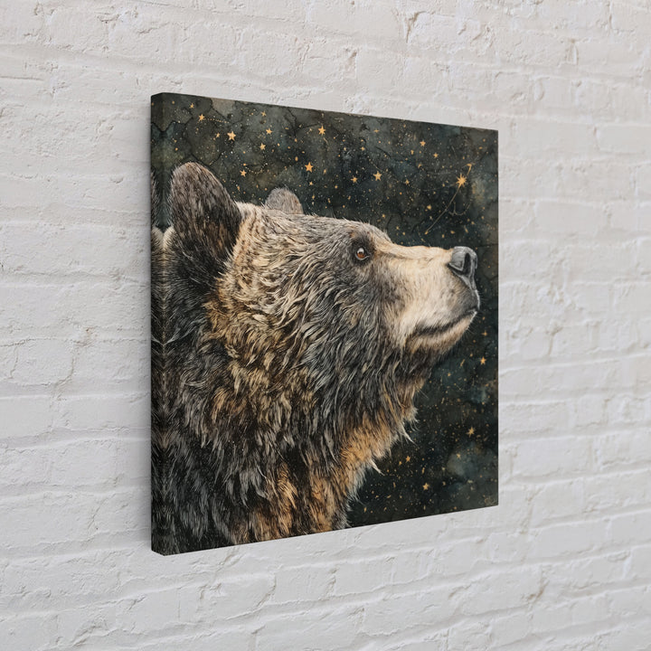 Bear Painting Stars Onto the Night Sky Framed Canvas Print, Whimsical Art, Living Room Decor, Abstract Art, Wonder, WHI-1x1-57