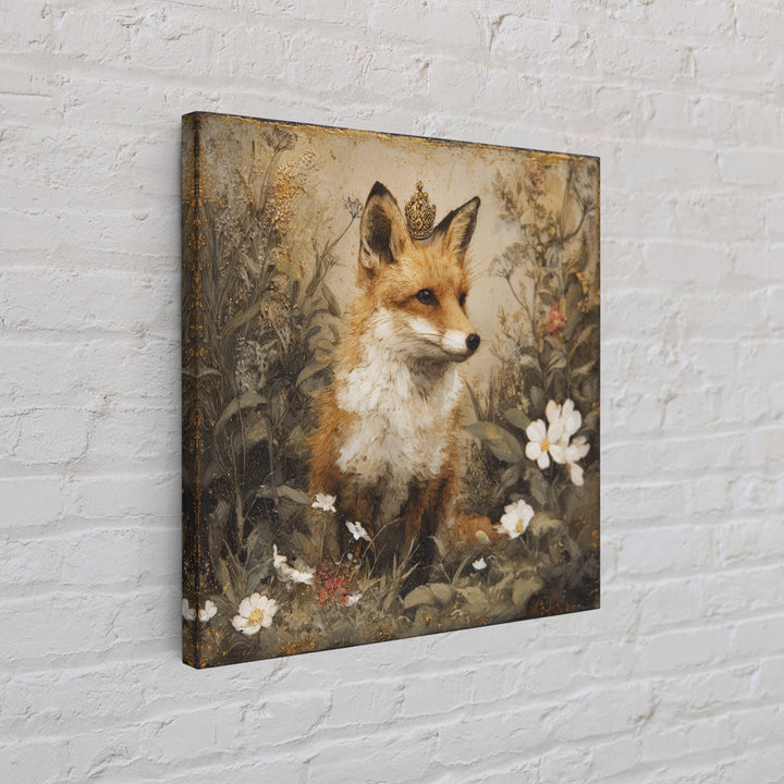 Fox Wearing a Tiny Crown Framed Canvas Print, Whimsical Art, Home Decor, Living Room Decor, Fine Art, Wonder, Digital Print, WHI-1x1-73