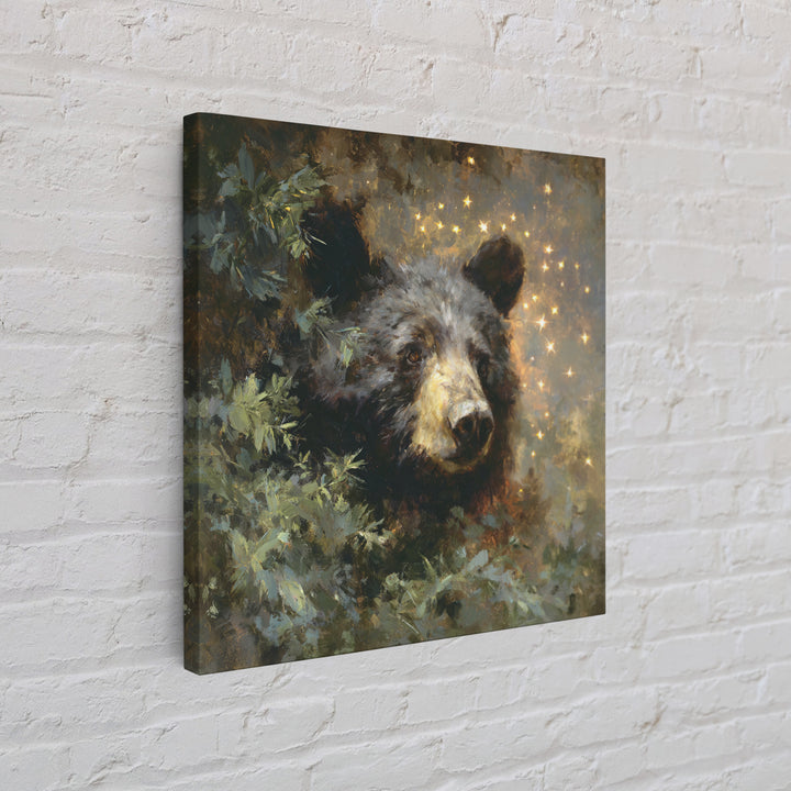 Bear Painting Stars Onto the Night Sky Canvas Print, Whimsical Art, Prints, Living Room Decor, Fine Art, Wonder, Printable Art, WHI-1x1-81