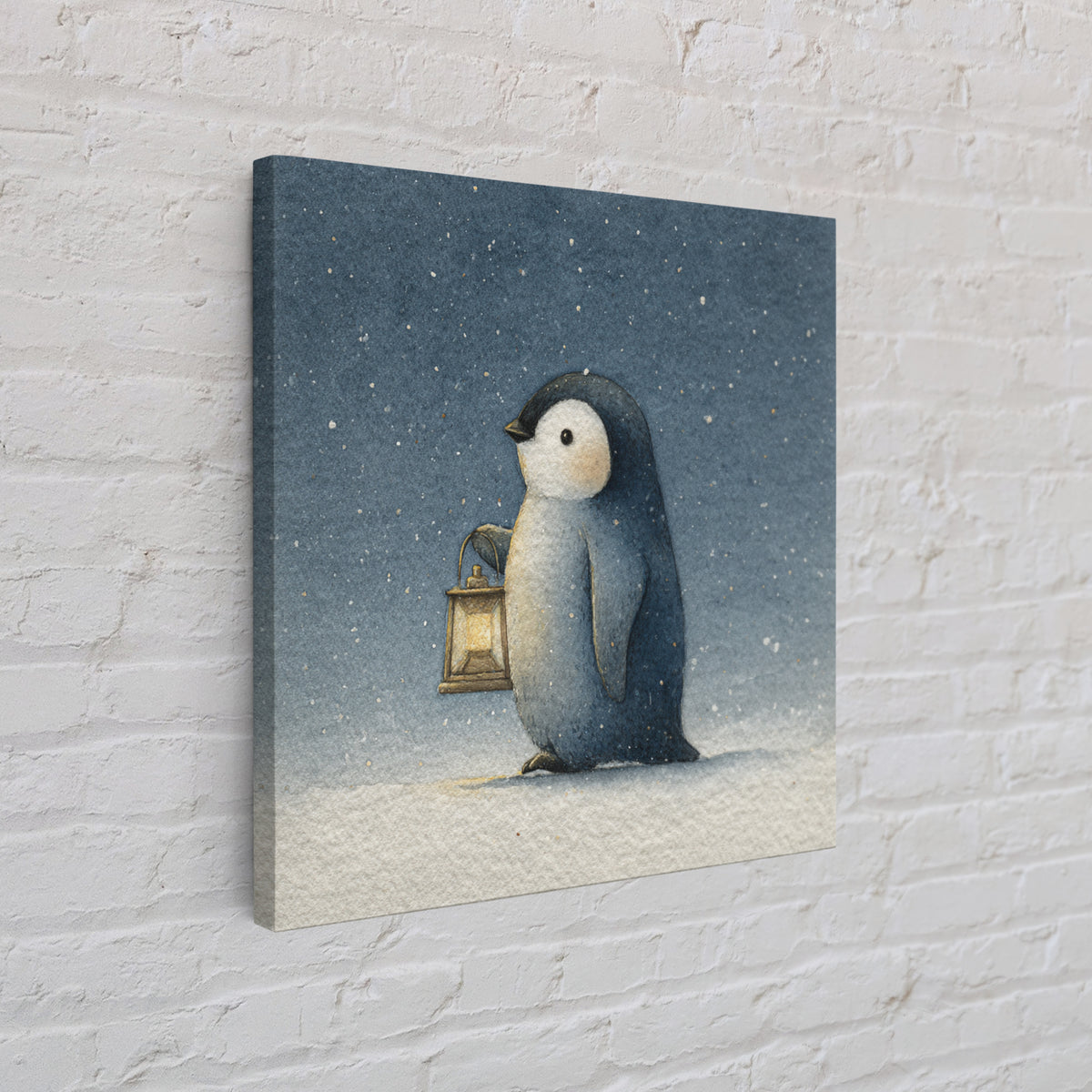 Penguin Holding a Lantern Canvas Print, Whimsical Art, Contemporary Art, Living Room Decor, Fine Art, Wonder, Art Nouveau, WHI-1x1-89