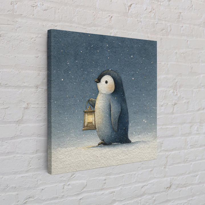 Penguin Holding a Lantern Canvas Print, Whimsical Art, Contemporary Art, Living Room Decor, Fine Art, Wonder, Art Nouveau, WHI-1x1-89