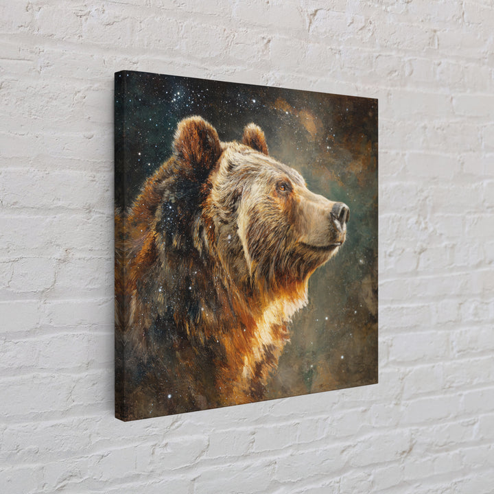 Bear Painting Stars Onto the Night Sky Canvas Print, Whimsical Art, Statement Artwork, Living Room Decor, Fine Art, Wonder, WHI-1x1-9