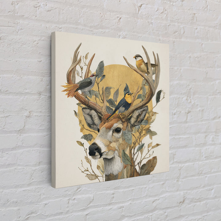 Deer with Antlers Full of Birds Canvas Print, Whimsical Art, Room Decor, Living Room Decor, Fine Art, Wonder, Oil Painting, WHI-1x1-91