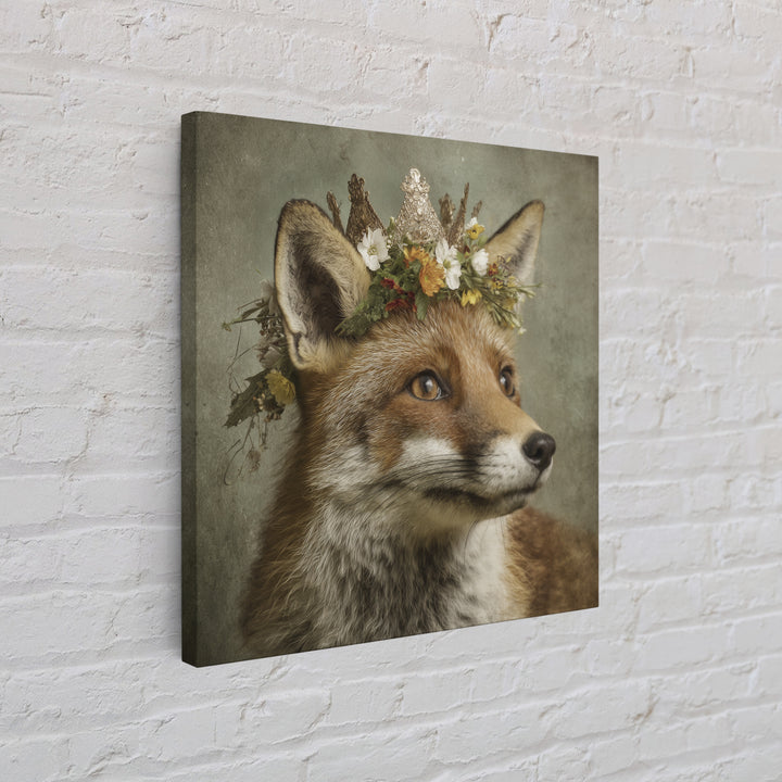 Fox Wearing a Tiny Crown Canvas Print, Whimsical Art, Printable Wall Art, Living Room Decor, Wonder, Abstract Wall Art, WHI-1x1-97