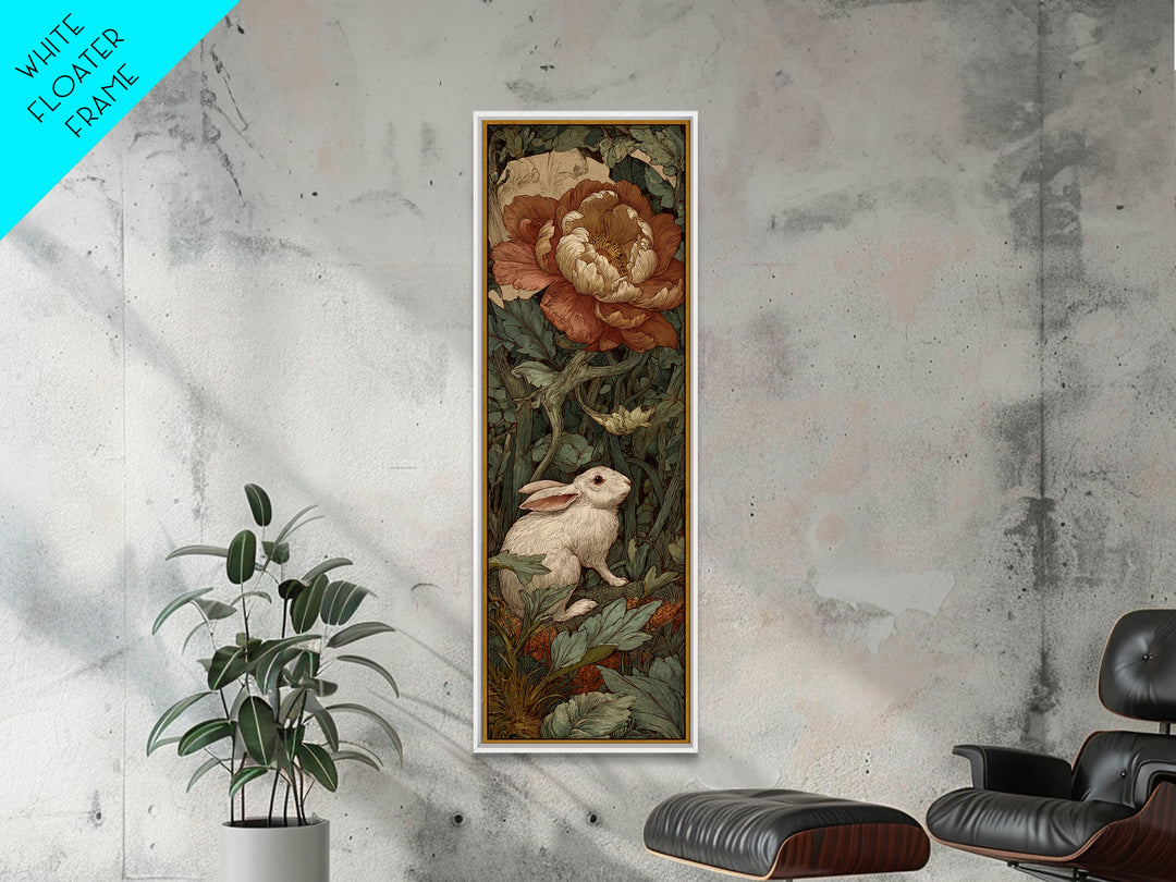 Rabbit Reading Beneath a Giant Flower Canvas Print, Whimsical Art, Wall Decor, Living Room Decor, Wonder, Printable Art, WHI-1x3-17