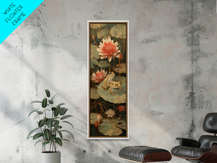 Frog Prince on a Lily Pad Framed Canvas Print, Whimsical Art, Wall Decor, Living Room Decor, Fine Art, Wonder, Printable Art, WHI-1x3-20
