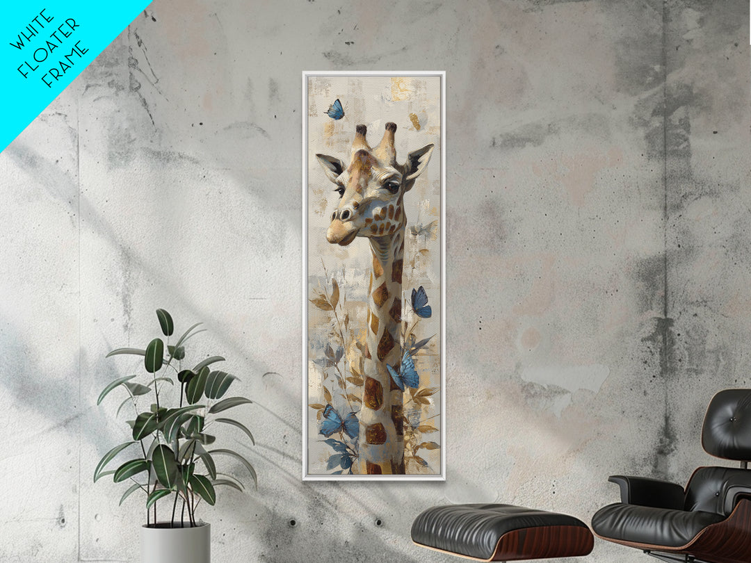 Giraffe with Scarf and Butterflies Canvas Print, Whimsical Art, Nursery Art, Living Room Decor, Fine Art, Wonder, WHI-1x3-22