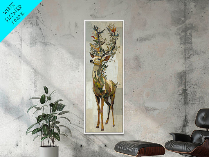 Deer with Antlers Full of Birds Framed Canvas Print, Whimsical Art, Printable Art, Living Room Decor, Watercolor Art, Wonder, WHI-1x3-31