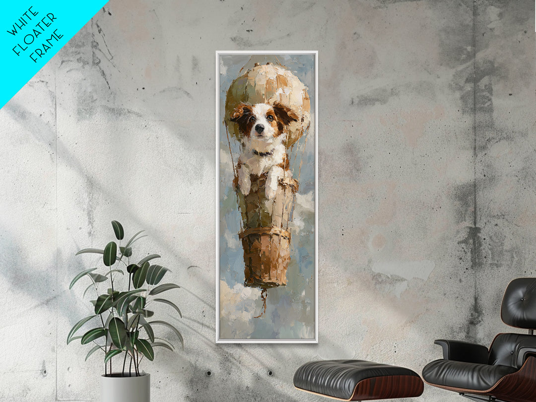 Dog in a Hot Air Balloon Framed Canvas Print, Whimsical Art, Fine Art Print, Living Room Decor, Fine Art, Wonder, Prints, WHI-1x3-50