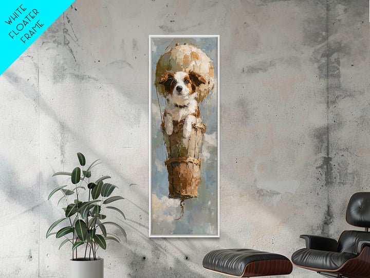 Dog in a Hot Air Balloon Framed Canvas Print, Whimsical Art, Fine Art Print, Living Room Decor, Fine Art, Wonder, Prints, WHI-1x3-50