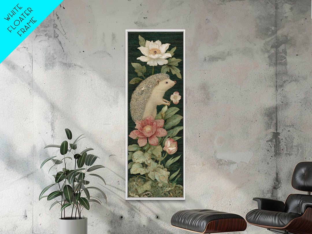 Hedgehog Carrying Wildflowers Canvas Print, Whimsical Art, Bird Art, Living Room Decor, Fine Art, Wonder, Textured Painting, WHI-1x3-51