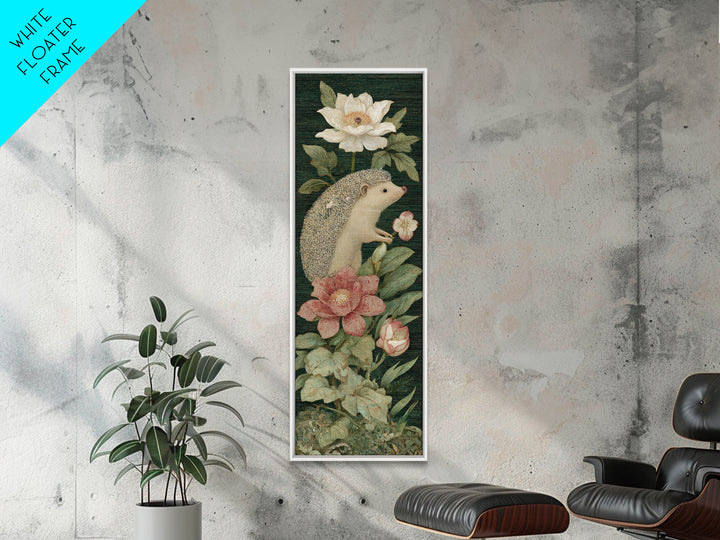 Hedgehog Carrying Wildflowers Canvas Print, Whimsical Art, Bird Art, Living Room Decor, Fine Art, Wonder, Textured Painting, WHI-1x3-51