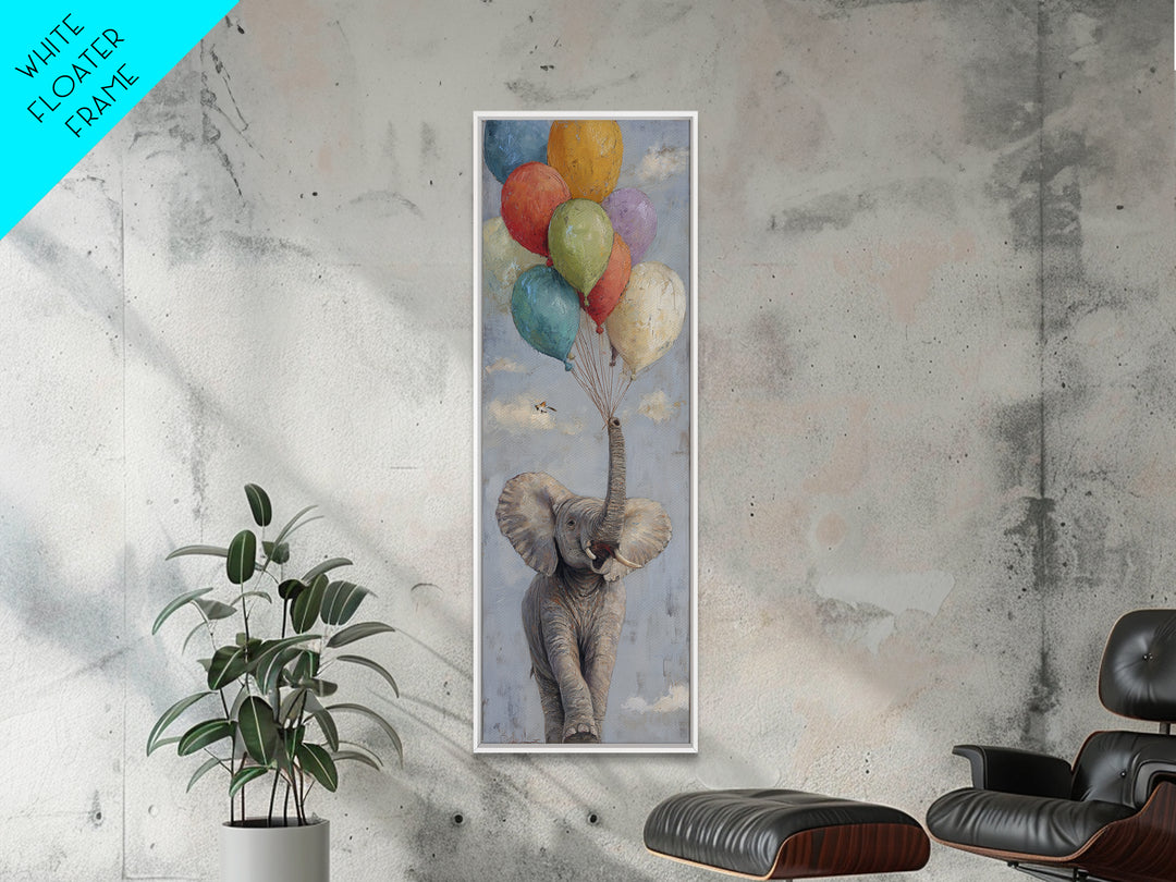 Elephant Holding Balloons Canvas Print, Whimsical Art, Nursery Prints, Living Room Decor, Oil Painting, Wonder, WHI-1x3-63