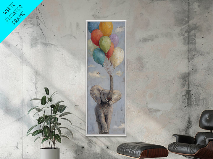Elephant Holding Balloons Canvas Print, Whimsical Art, Nursery Prints, Living Room Decor, Oil Painting, Wonder, WHI-1x3-63