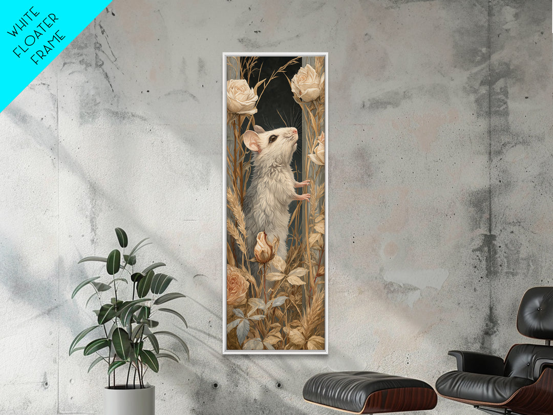 Mouse Ballerina in a Rose Garden Framed Canvas Print, Whimsical Art, Gallery Decor, Living Room Decor, Fine Art, Wonder, WHI-1x3-71
