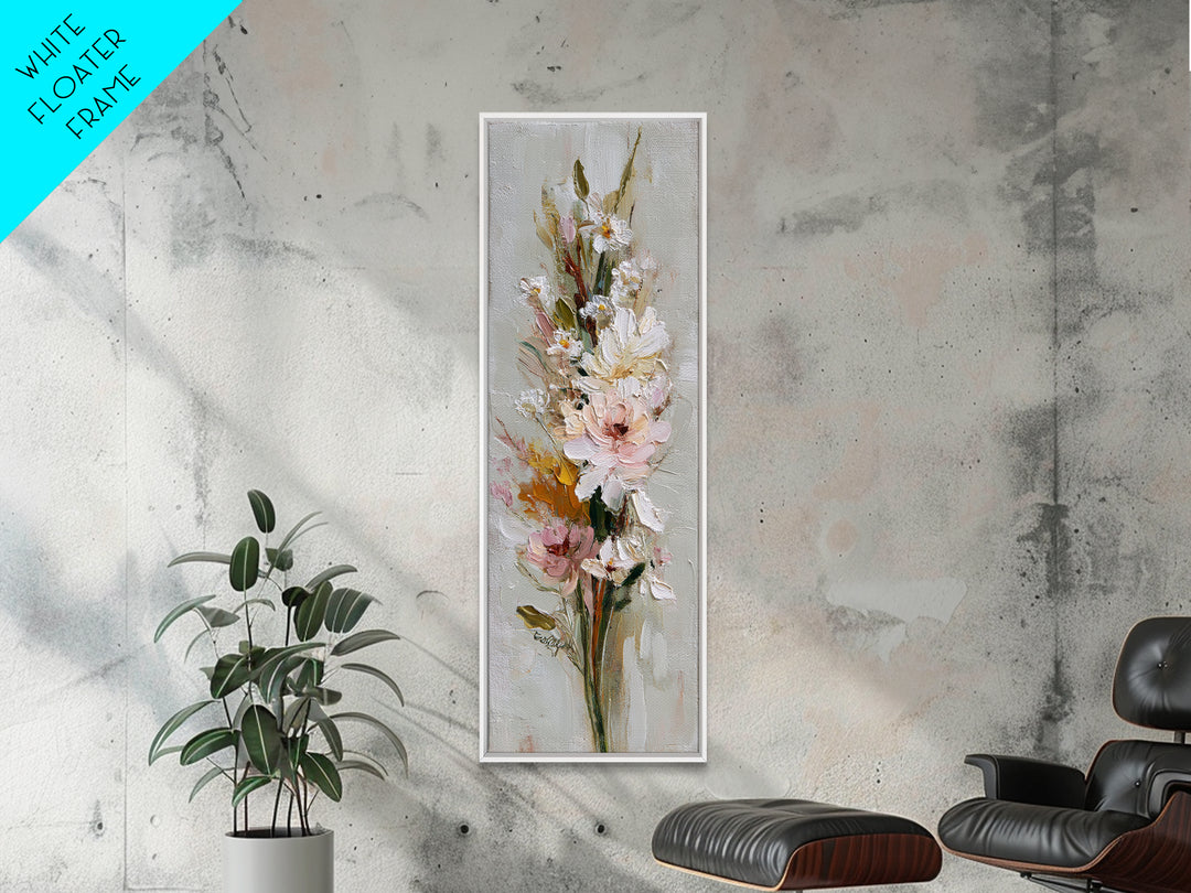 Hedgehog Carrying Wildflowers Framed Canvas Print, Whimsical Art, Neutral Decor, Living Room Decor, Oil Painting, Wonder, WHI-1x3-75