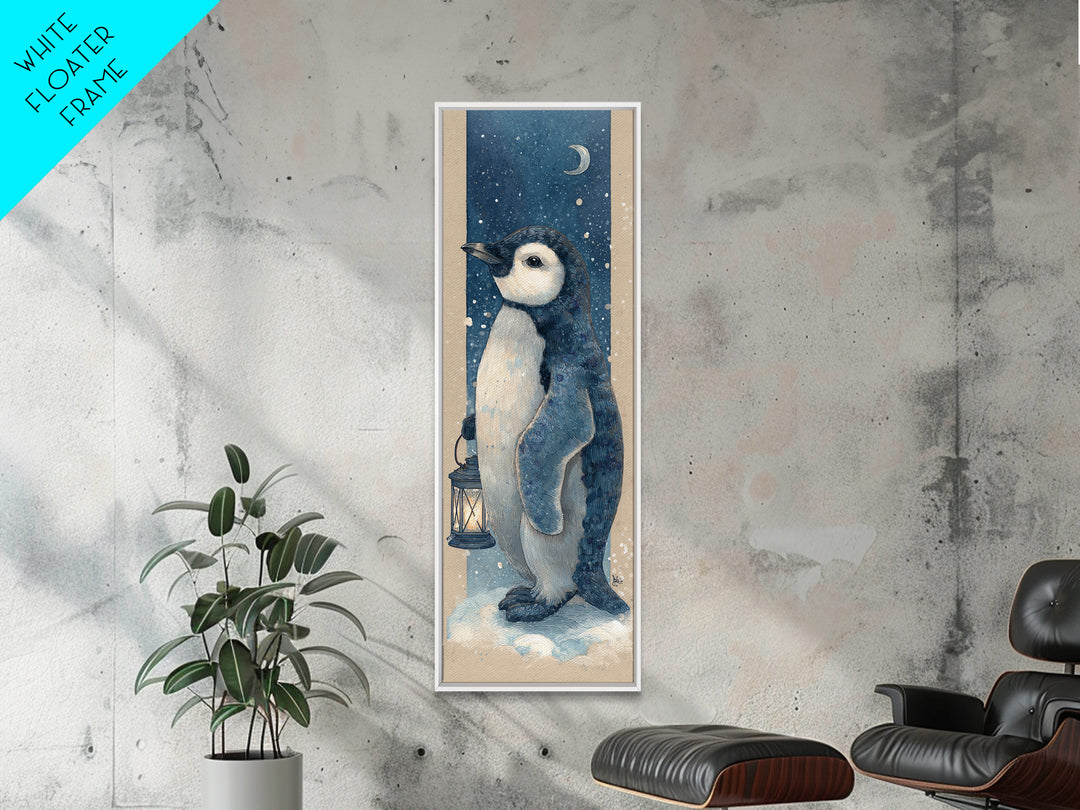 Penguin Holding a Lantern Canvas Print, Whimsical Art, Wall Decor, Living Room Decor, Fine Art, Wonder, Printable Art, WHI-1x3-77