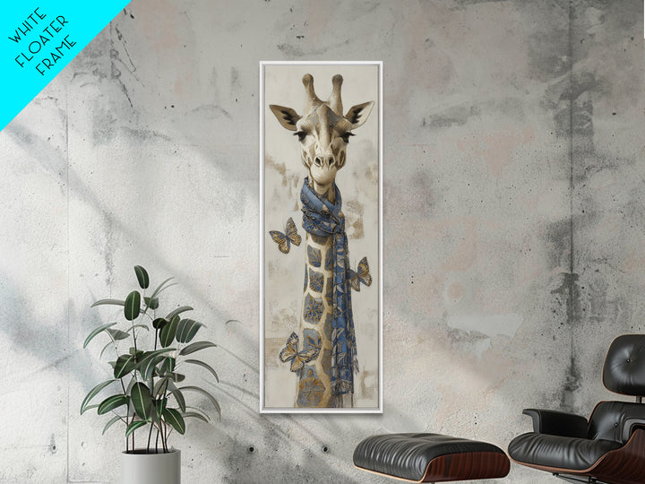 Giraffe with Scarf and Butterflies Canvas Print, Whimsical Art, Room Decor, Living Room Decor, Fine Art, Wonder, Oil Painting, WHI-1x3-94