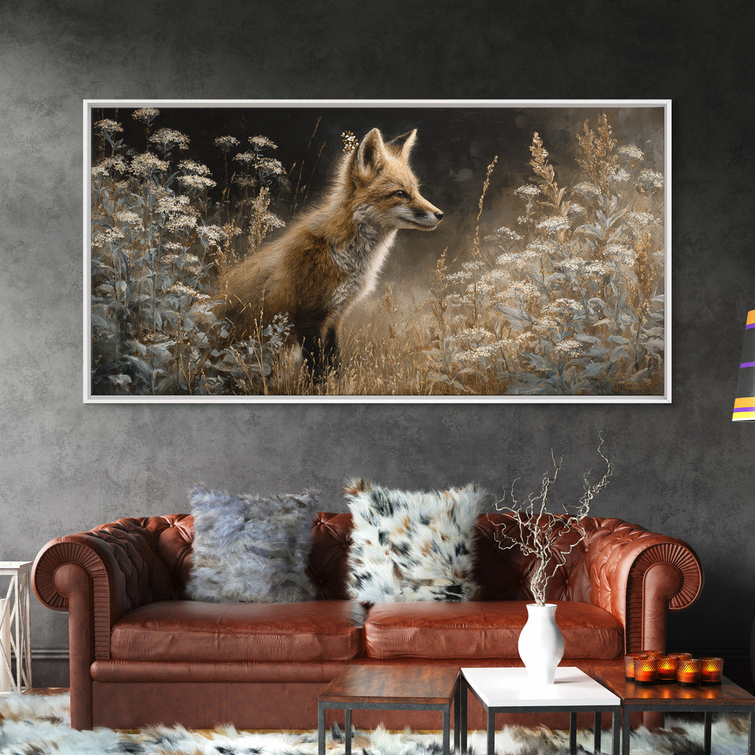 Fox Wearing a Tiny Crown Canvas Print, Whimsical Art, Printable Wall Art, Living Room Decor, Wonder, Abstract Wall Art, WHI-2x1-21