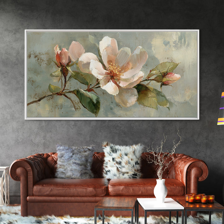 Robot Watering a Single Flower Framed Canvas Print, Whimsical Art, Art Nouveau, Living Room Decor, Wonder, Nursery Wall Decor, WHI-2x1-65