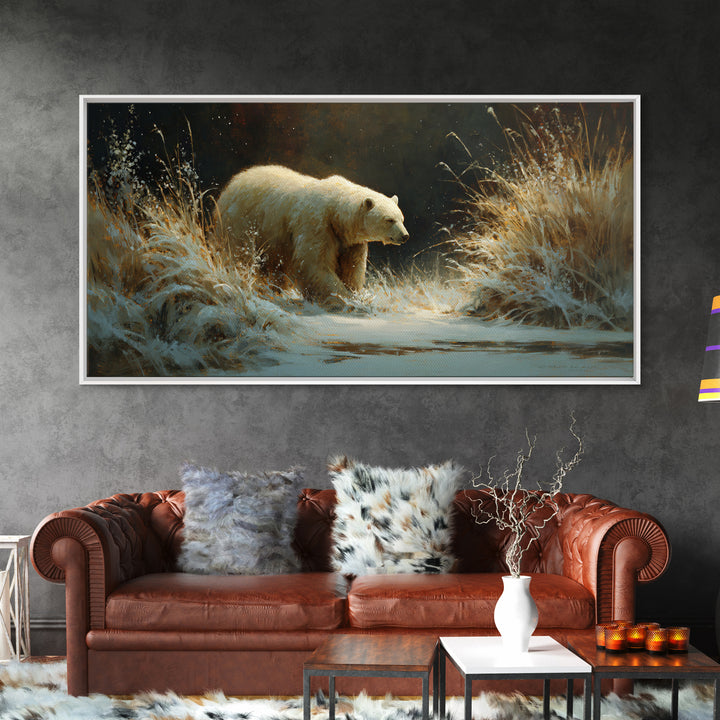 Bear Painting Stars Onto the Night Sky Canvas Print, Whimsical Art, Whimsical, Living Room Decor, Oil Painting, Wonder, WHI-2x1-77