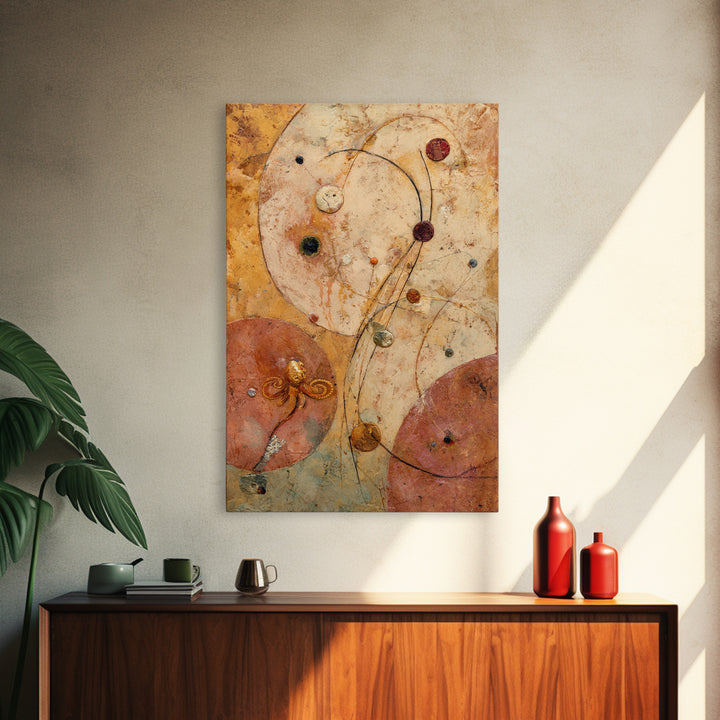 Octopus Conductor with Tiny Instruments Framed Canvas Print, Whimsical Art, Living Room Decor, Abstract Art, Wonder, WHI-2x3-26