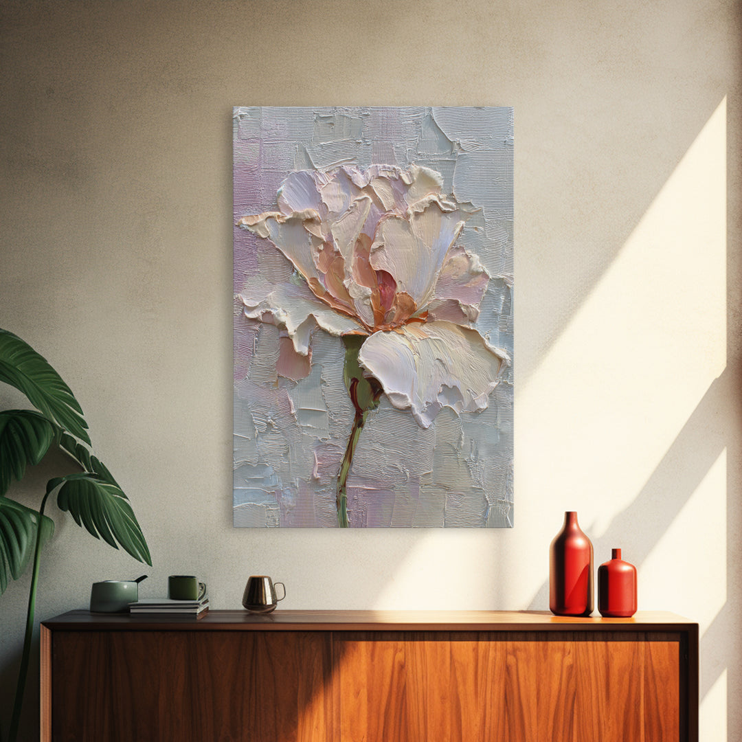 Robot Watering a Single Flower Framed Canvas Print, Whimsical Art, Whimsical, Living Room Decor, Watercolor Art, Wonder, WHI-2x3-53