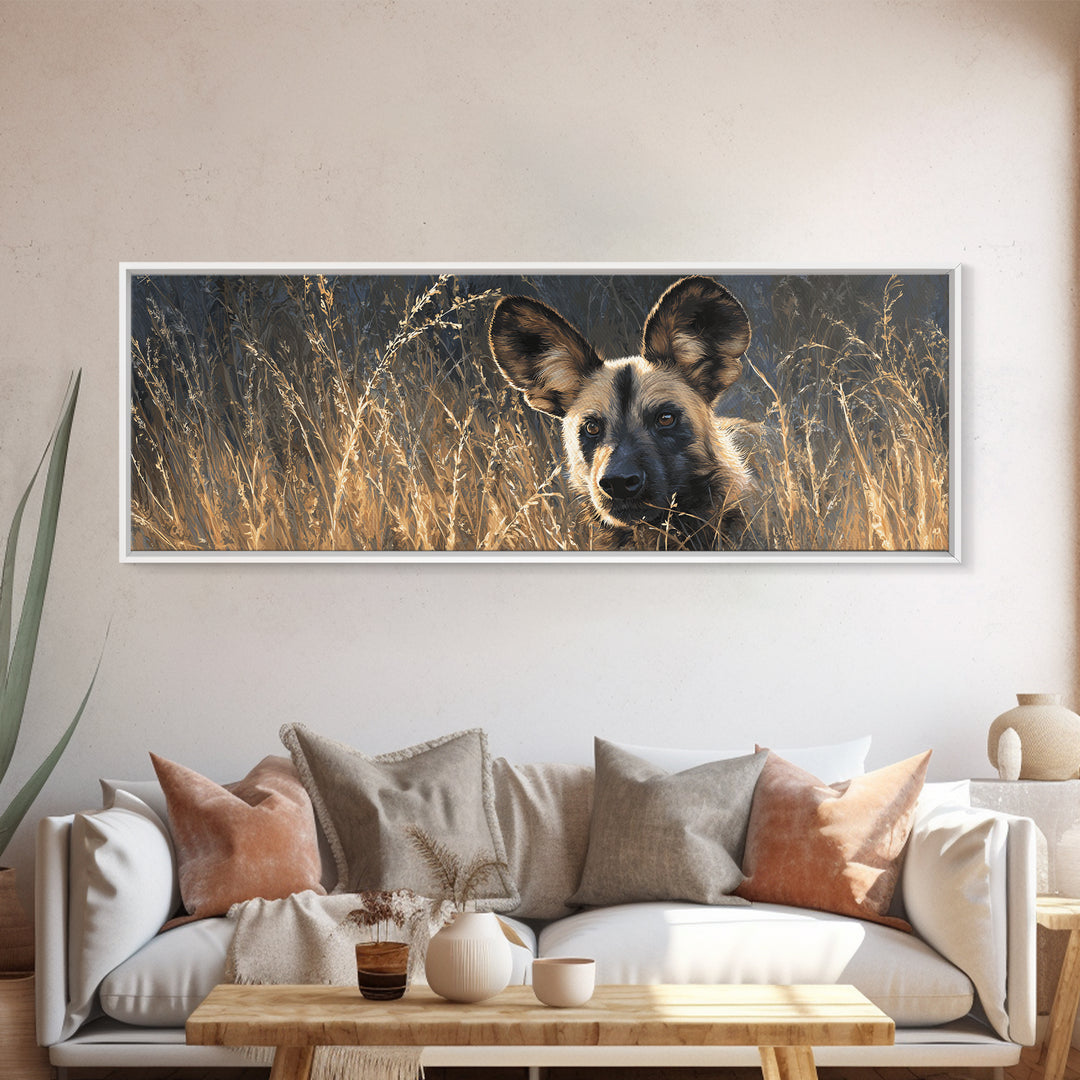 Dog in a Hot Air Balloon Canvas Print, Whimsical Art, Digital Art, Living Room Decor, Wonder, Nursery, Abstract Wall Art, WHI-3x1-30