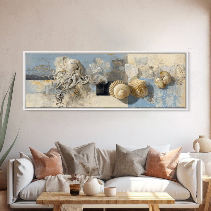 Octopus Conductor with Tiny Instruments Canvas Print, Whimsical Art, Art Nouveau, Living Room Decor, Abstract Art, Wonder, WHI-3x1-34