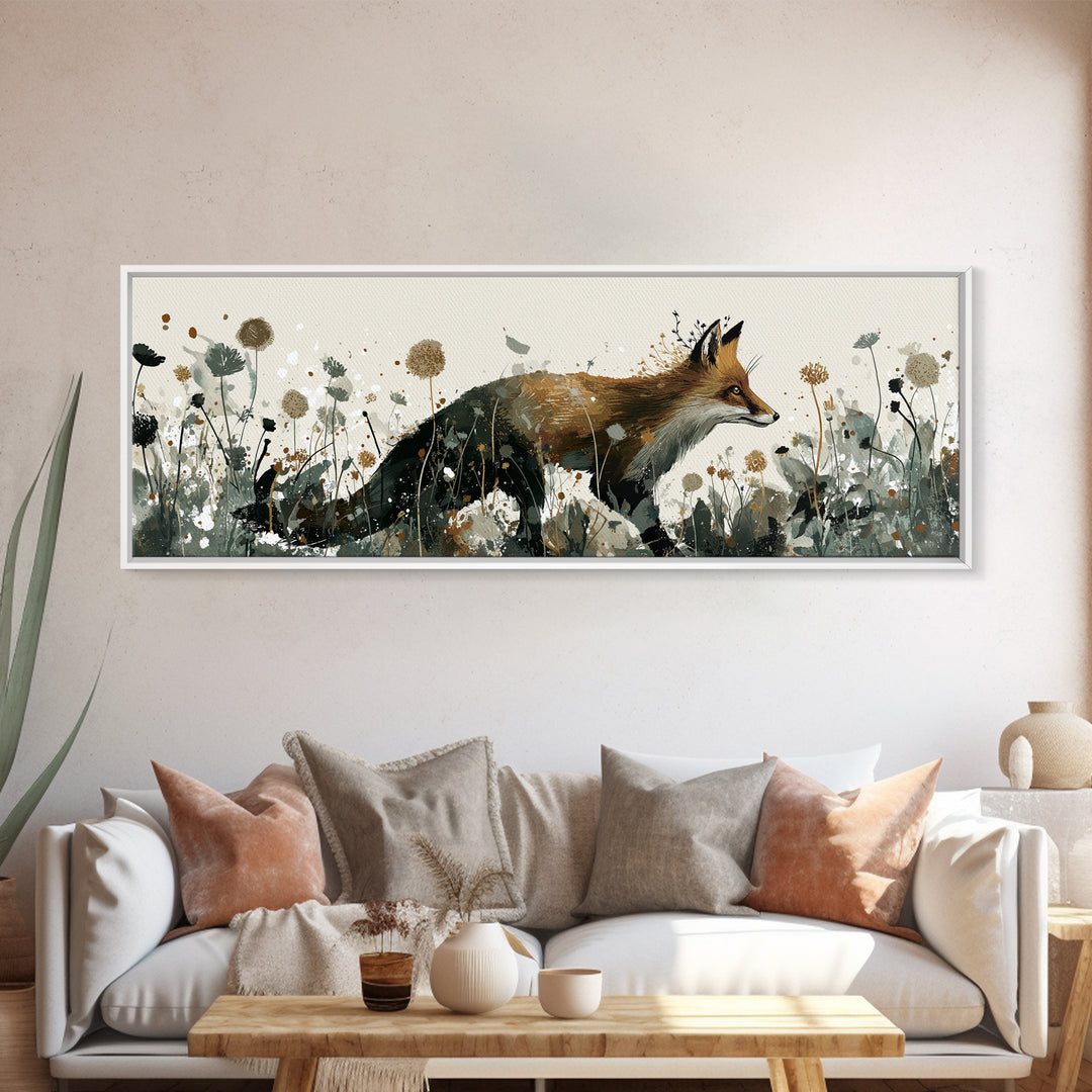 Fox Wearing a Tiny Crown Framed Canvas Print, Whimsical Art, Boho Decor, Living Room Decor, Fine Art, Wonder, Digital Art, WHI-3x1-89