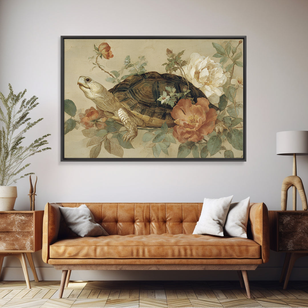 Turtle with Garden Growing on Shell Canvas Print, Whimsical Art, Printable Art, Living Room Decor, Fine Art, Wonder, Cat Art, WHI-3x2-26