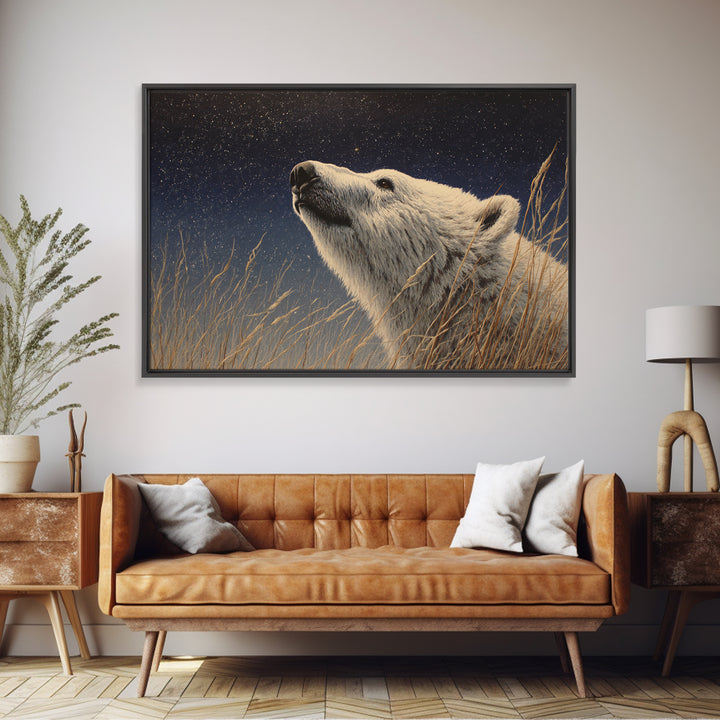 Bear Painting Stars Onto the Night Sky Canvas Print, Whimsical Art, Nursery Prints, Living Room Decor, Oil Painting, Wonder, WHI-3x2-37