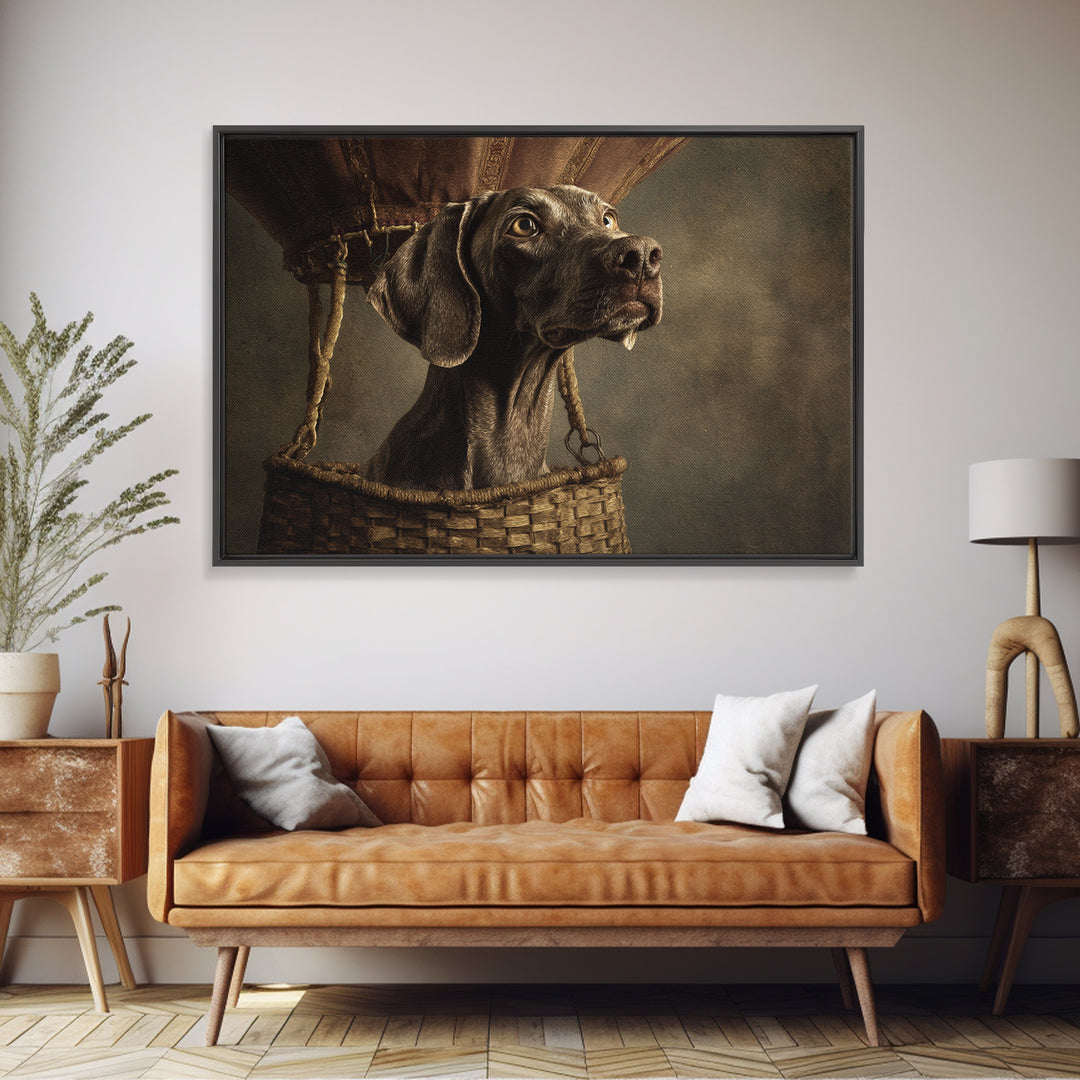 Dog in a Hot Air Balloon Canvas Print, Whimsical Art, Abstract Wall Art, Living Room Decor, Fine Art, Wonder, Neutral Decor, WHI-3x2-42