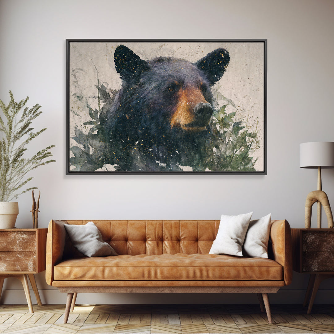 Bear Painting Stars Onto the Night Sky Canvas Print, Whimsical Art, Nursery Prints, Living Room Decor, Oil Painting, Wonder, WHI-3x2-61
