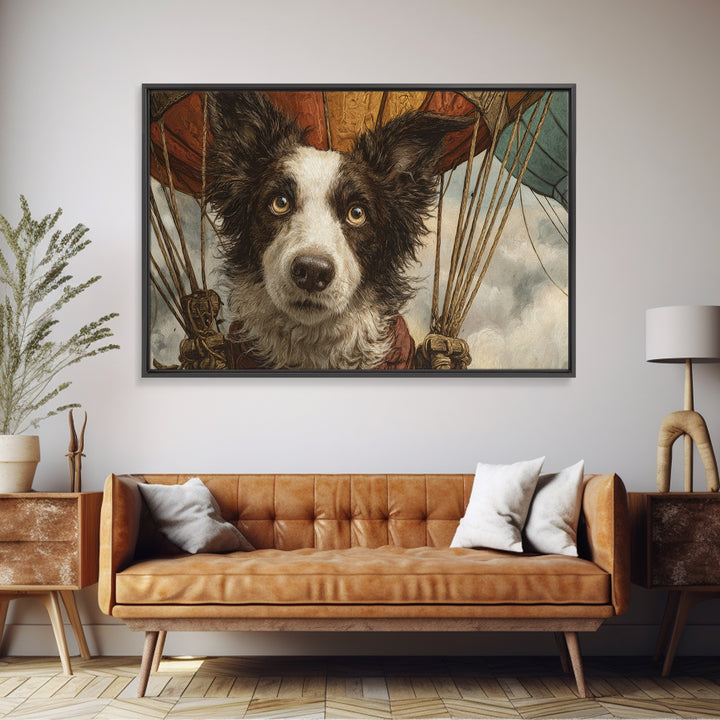 Dog in a Hot Air Balloon Canvas Print, Whimsical Art, Abstract Wall Art, Living Room Decor, Fine Art, Wonder, Neutral Decor, WHI-3x2-66