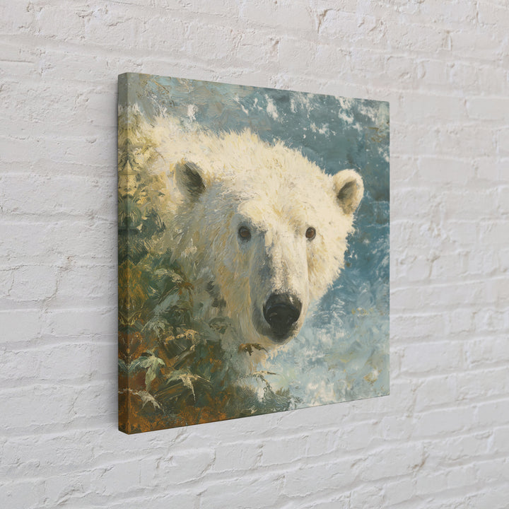 Polar Bear Crossing Blue Ice Canvas Print, Wildlife Art, Modern Wall Art, Living Room Decor, Oil Painting, Wild, Bird Wall Art, WIL-1x1-15