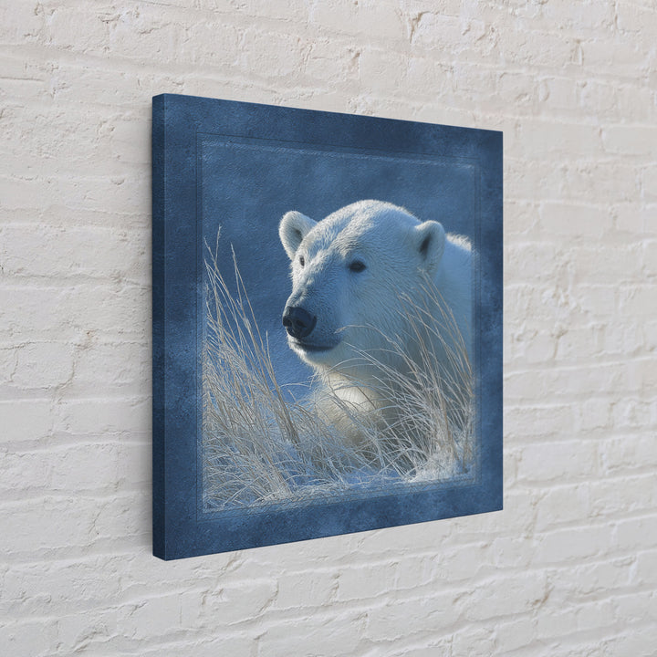 Polar Bear Crossing Blue Ice Framed Canvas Print, Wildlife Art, Bedroom Wall Art, Living Room Decor, Wild, Gallery Decor, WIL-1x1-39