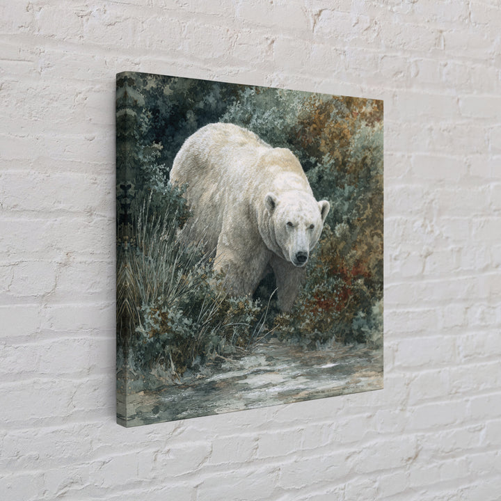 Polar Bear Crossing Blue Ice Framed Canvas Print, Wildlife Art, Original Artwork, Living Room Decor, Wild, Minimalist Decor, WIL-1x1-63