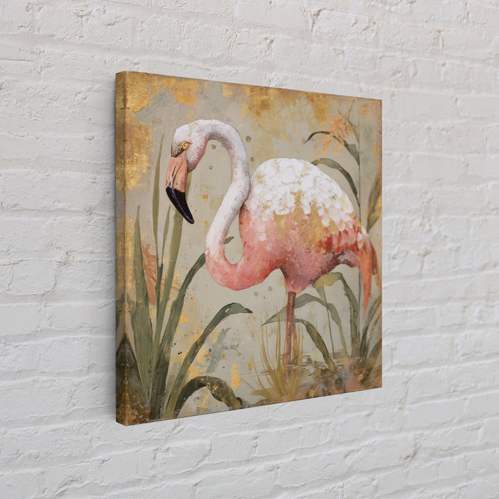 Flamingos in Pink Shallow Water Canvas Print, Wildlife Art, Unique Home Decor, Living Room Decor, Fine Art, Wild, WIL-1x1-94