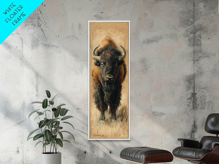 Bison on Wide Western Prairie Canvas Print, Wildlife Art, Canvas Painting, Living Room Decor, Watercolor Art, Wild, WIL-1x3-1
