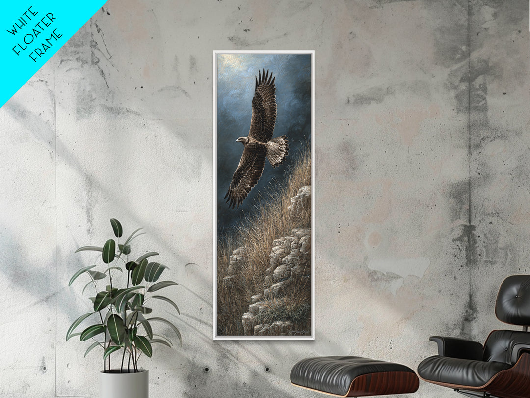 Eagle Soaring Above Rocky Cliffs Canvas Print, Wildlife Art, Rustic Home Decor, Living Room Decor, Fine Art, Wild, WIL-1x3-18