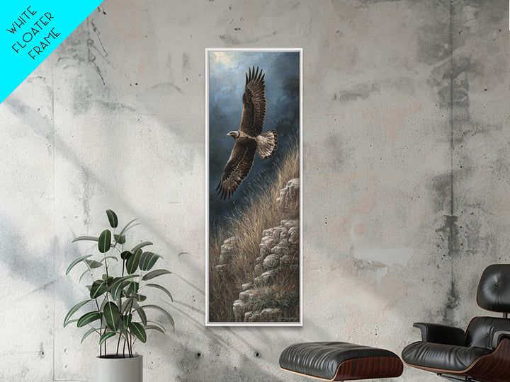 Eagle Soaring Above Rocky Cliffs Canvas Print, Wildlife Art, Rustic Home Decor, Living Room Decor, Fine Art, Wild, WIL-1x3-18