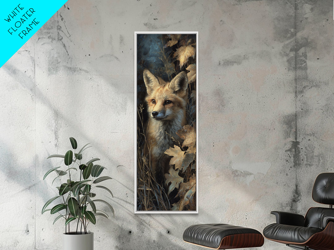 Fox in Autumn Forest Leaves Canvas Print, Wildlife Art, Gallery Decor, Living Room Decor, Fine Art, Wild, Contemporary Art, WIL-1x3-21