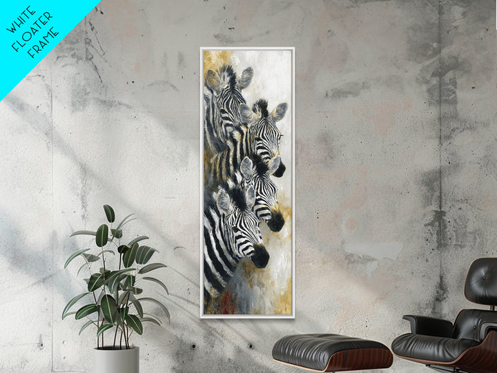 Zebra Herd in Graphic Black and White Canvas Print, Wildlife Art, Wall Decor, Living Room Decor, Wild, Living Room Wall Art, WIL-1x3-23