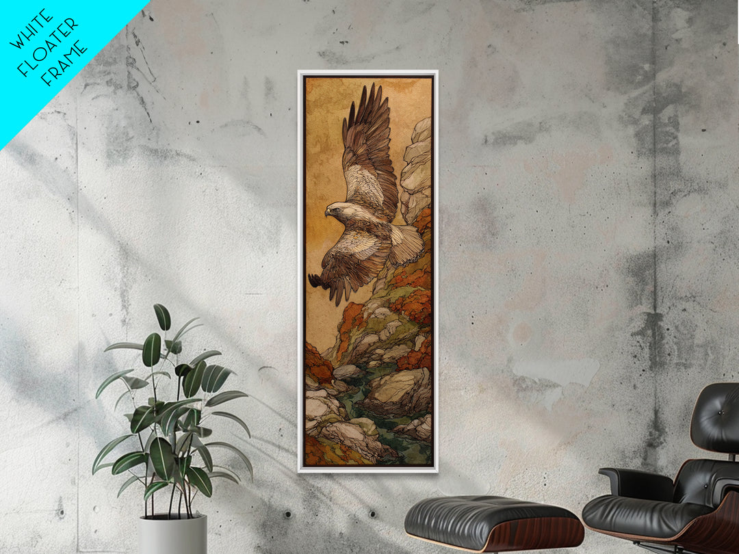 Eagle Soaring Above Rocky Cliffs Canvas Print, Wildlife Art, Rustic Home Decor, Living Room Decor, Fine Art, Wild, WIL-1x3-42