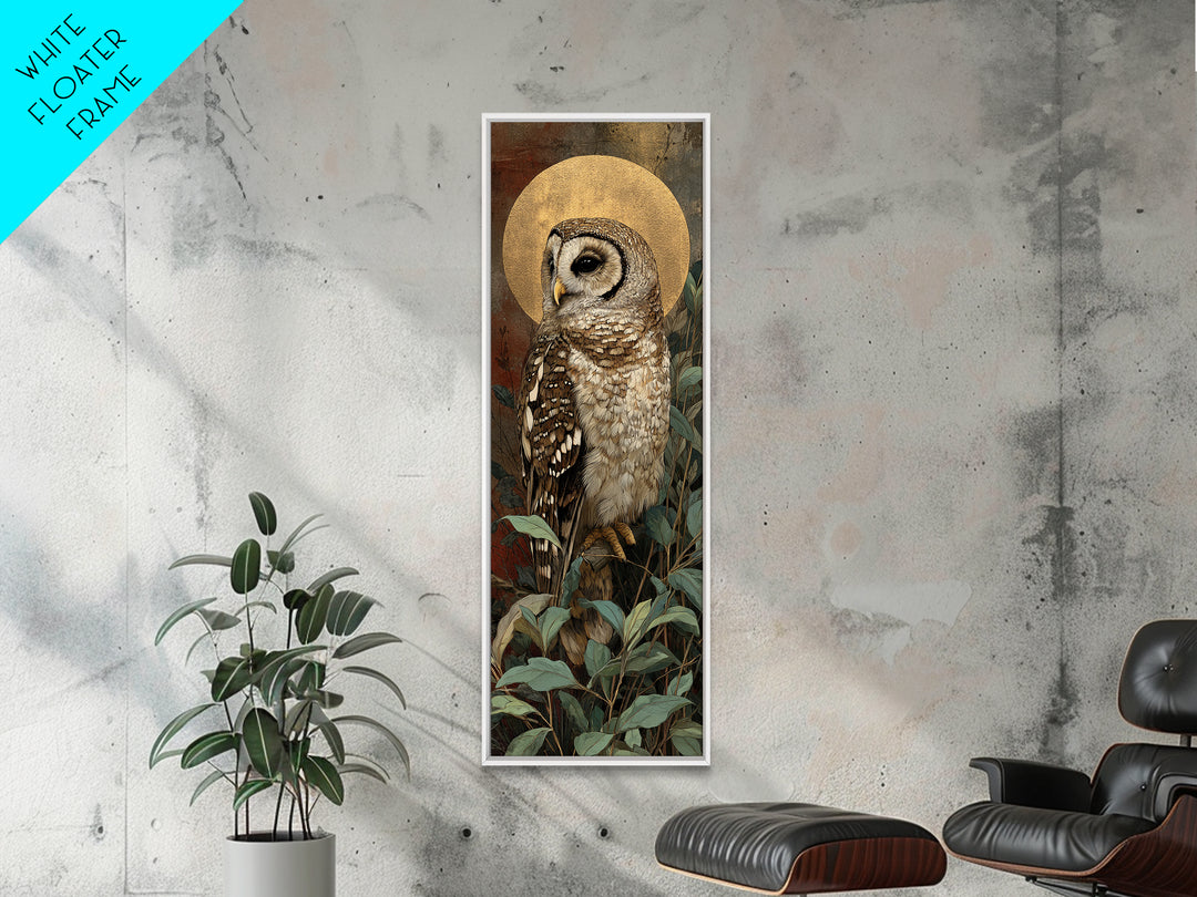 Owl Perched in Moonlit Woodland Canvas Print, Wildlife Art, Wall Art, Living Room Decor, Watercolor Art, Wild, Modern Wall Art, WIL-1x3-48